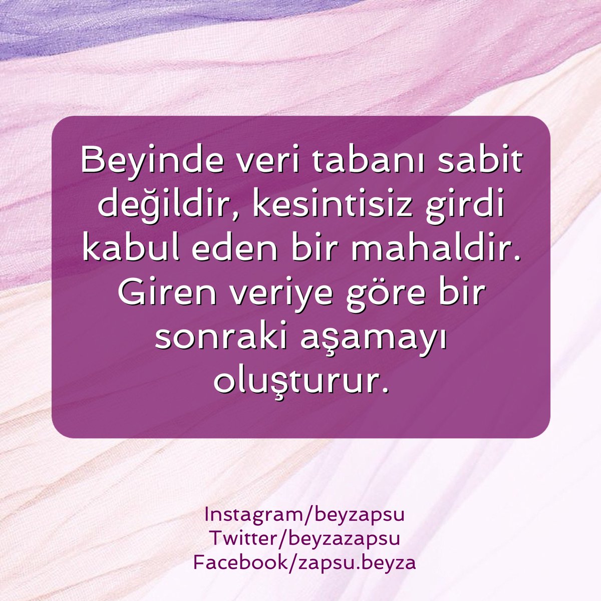 Beyinde veri tabanı sabit değildir, kesintisiz girdi kabul eden bir mahaldir.