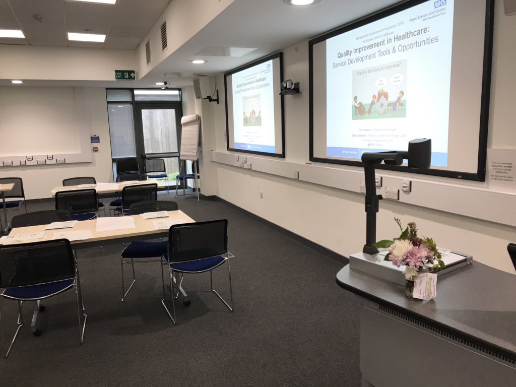 Charlottenurse's tweet photo. @WIintheCity thank you for cheering up the classroom this morning, the lonely bouquet was found on the quay at brought to the @RDEhospitals for a Quality Improvement workshop https://t.co/4v3RRVwGCT
