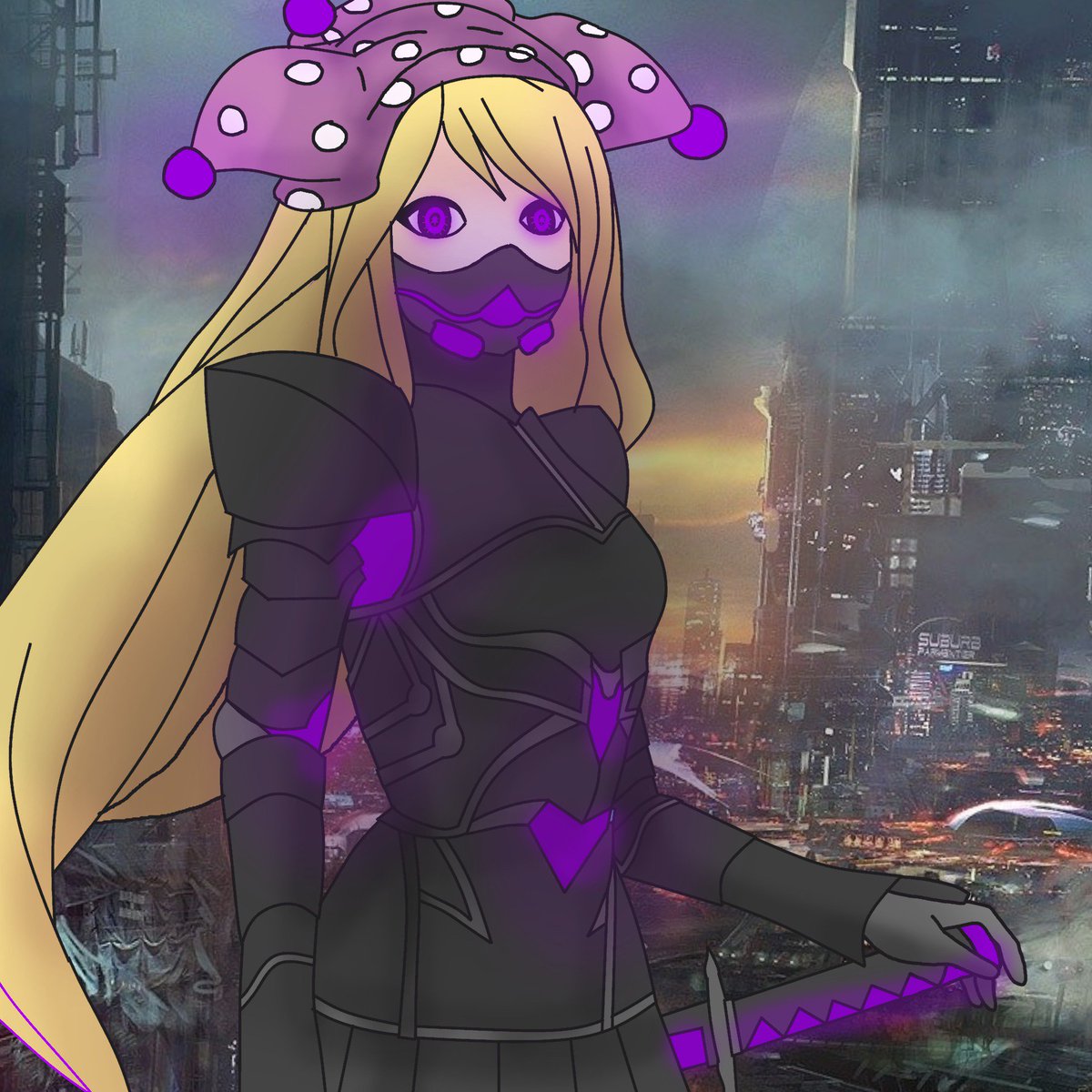 DeescoTown's tweet photo. Just did an edit of an old clownpiece cyborg fan art i did, thought it turned out pretty epic 😎 https://t.co/yExPAperW5