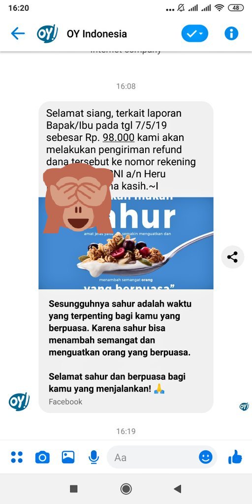 junjunjuno_'s tweet photo. bahkan mereka sempat merespon dengan meminta no rekening saya dan akan melakukan refund, tapi tidak juga sampai hari ini. dan jumlah yang mereka tuliskan pun salah @OYIndonesia https://t.co/7g4I1K0frf