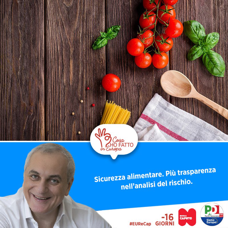 NicolaCaputo's tweet photo. #Meno16
Continua il #Countdown alle #EP2019 raccontando cosa ho fatto in questi 5 anni da Parlamentare Europeo. Oggi vi parlo della mia attività per la sicurezza alimentare.
https://t.co/tCSFPOQVmZ
#Caputo2019 #CosaHofattoInEU #Europee2019 #EuropaSiamoNoi https://t.co/sF5NlGD2af
