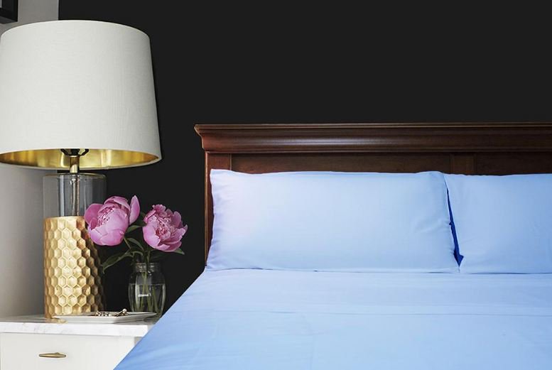 Organic Cotton Bed Sheet Set Soft and Luxurious-350TC-All Size-Blue free bag