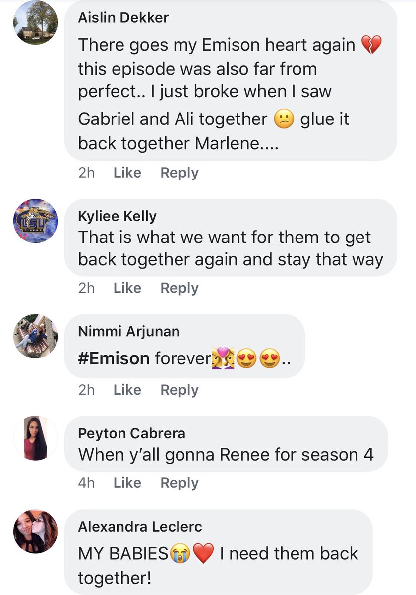tp_sophia's tweet image. The PLL facebook fans have turned over a new leaf. Even they support Emison now #PLLThePerfectionists #SaveEmison