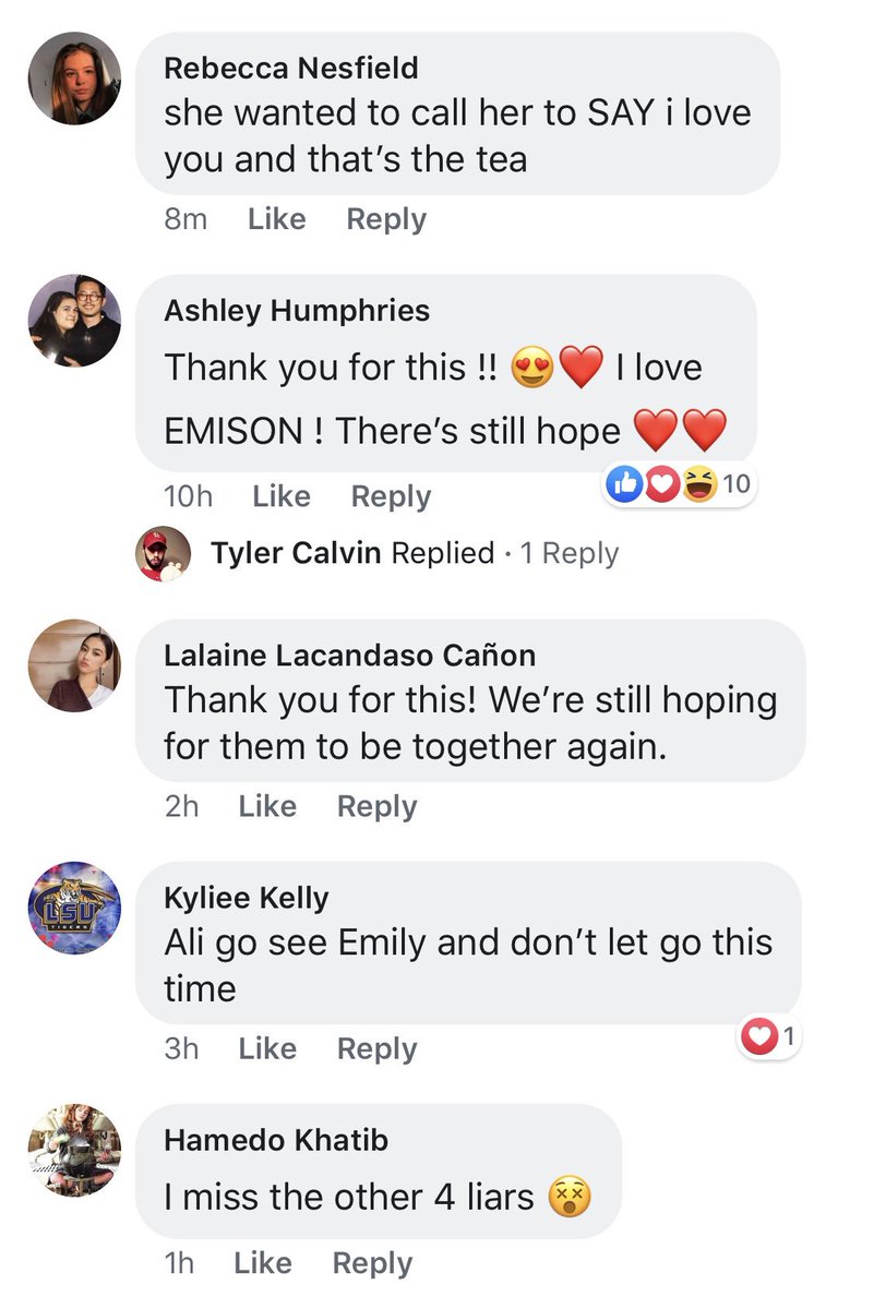 tp_sophia's tweet image. The PLL facebook fans have turned over a new leaf. Even they support Emison now #PLLThePerfectionists #SaveEmison