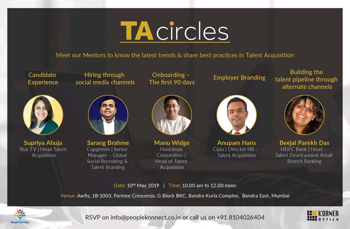Super opportunity to conduct mentoring sessions <a href="/PeopleKonnect/">People Konnect</a> #TACircle sessions alongside experts in industry. <a href="/anupamhans/">Anupam Hans</a> <a href="/Anjaligulati13/">Anjali</a>