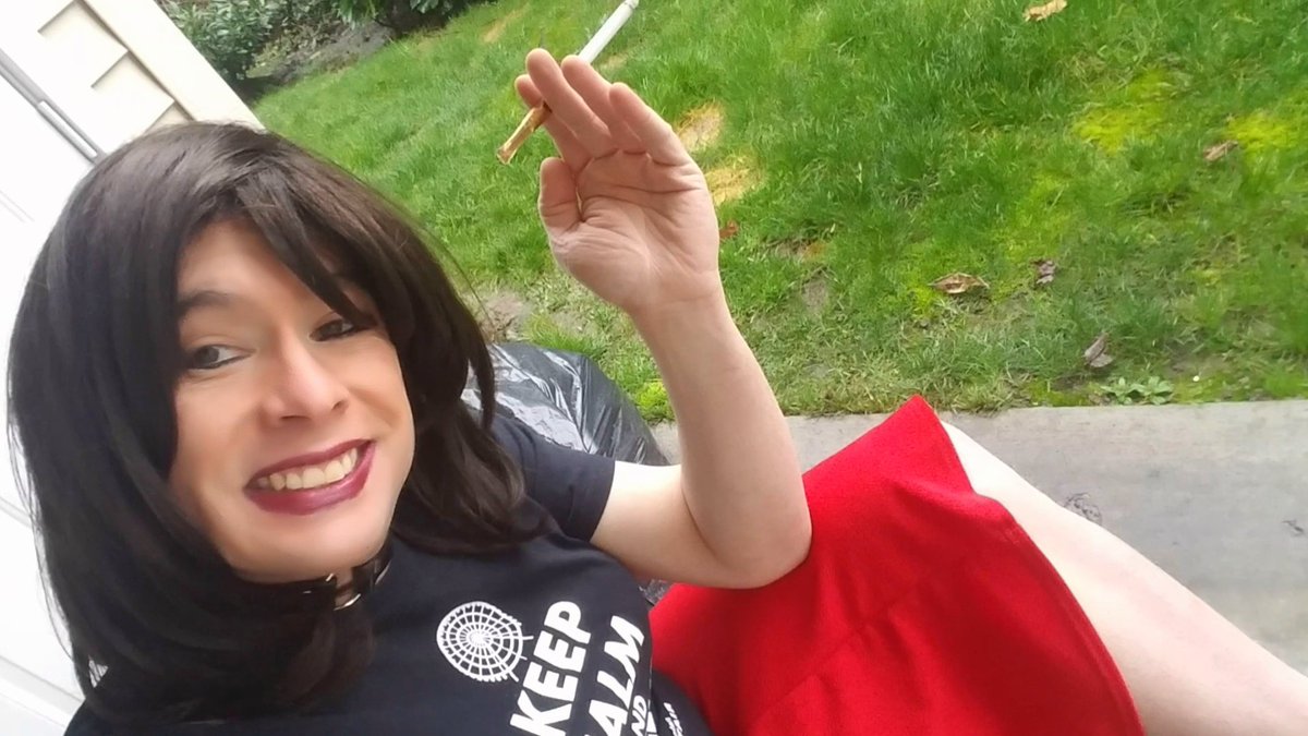 crossdressing #crossdressers #transgender #redskirt #smoking