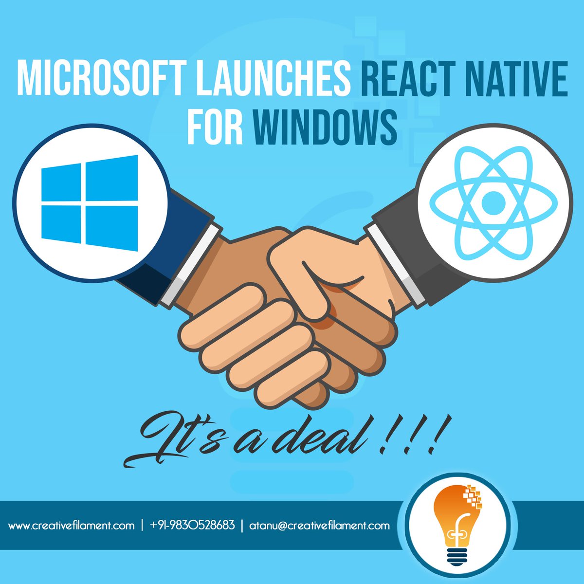 creativfilament's tweet photo. ▶ #Microsoft announced a new open-source project for #ReactNative developers.

#CreativeFilament #TeamCF #TeamCreativeFilament #MarketingCompany #ReactNativeForWindows #React #DevelopmentCompany #Kolkata #India #SME #Business #Marketing #WebDevelopment https://t.co/V0ECMJCbme