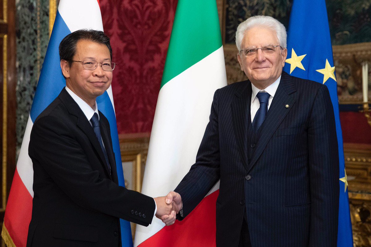 RTERome's tweet photo. 9 May 2019 - Ambassador Chirdchu Raktabutr presented his Letter of Credence to President Sergio Mattarella at the Quirinale. https://t.co/5EhwCBg9YI