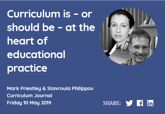 BERANews's tweet photo. New BERA Blog ‘Curriculum is – or should be – at the heart of educational practice’ by @MarkRPriestley and @StavroulaPhili1 @khibbert @DavidJKLeat @DAlvunger @Claire_Sinnema @educationarena Read it here https://t.co/ZknwAo8DY7 https://t.co/psRxUHM6oa
