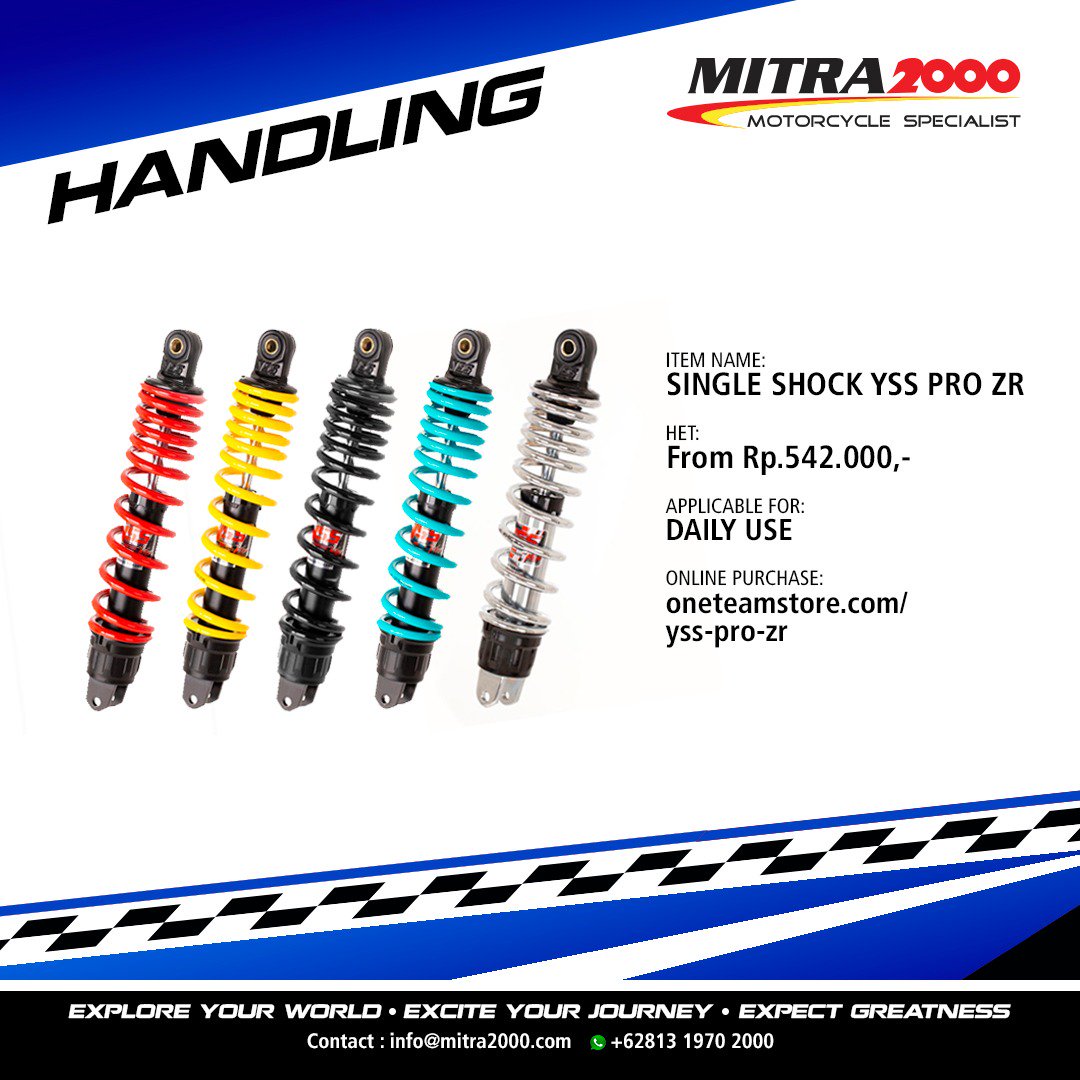 tdrmitra2000's tweet photo. YSS Pro ZR generasi terbaru dari Pro Z hadir dengan design lebih trendy dan bahan spesifikasi terbaik untuk performa lebih baik dengan fitur per progressive dan pre-load adjuster. - https://t.co/bKQ08n92LD
.
#Mitra2000 #MotorcycleSpecialist #Handling #SuspensionSystems #ProZR https://t.co/JOjErX8Uhu