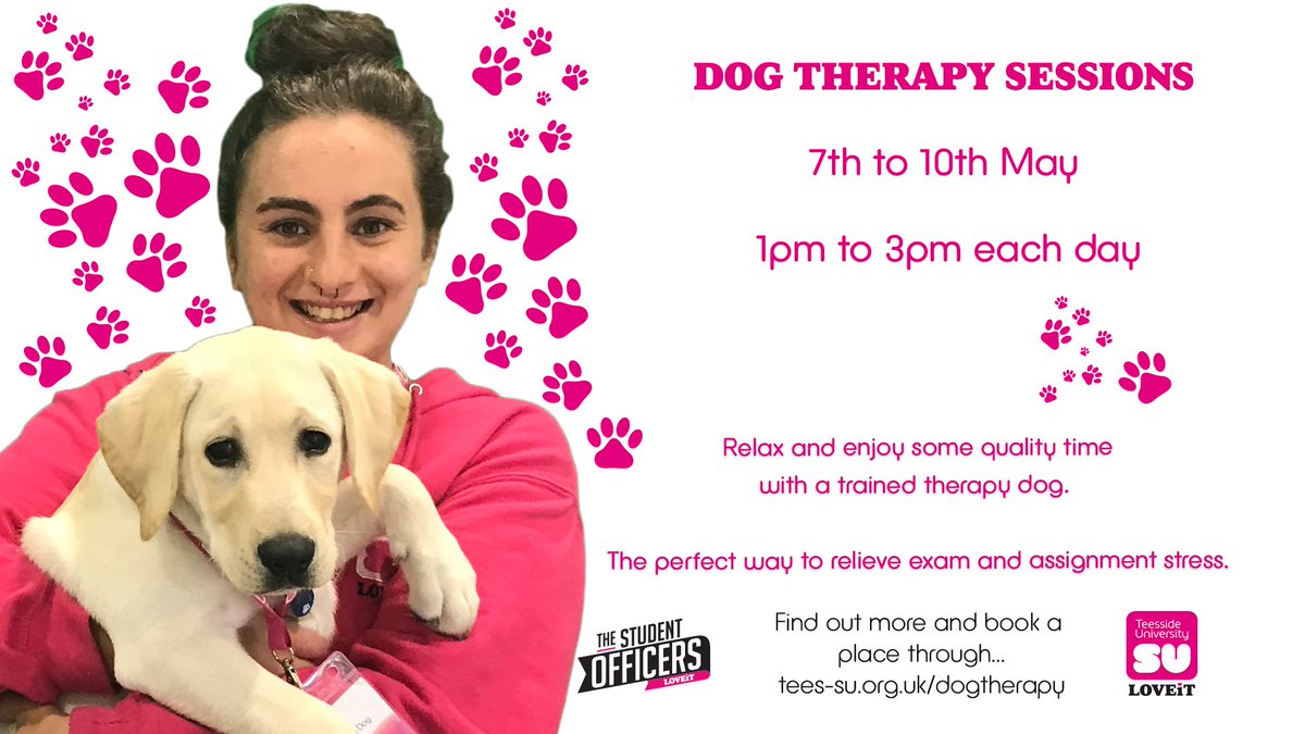 teessidesu's tweet photo. Busy times at TUSU!  
>>>7 days until #tufling, get your tickets now https://t.co/DJle39w464! 
>>> More Dog Therapy Sessions &amp; SUSS are out in @teessideuni halls.
>>> Nightline available from 8pm.
>>> Discount drinks/ top tunes at 321 Fridays.
https://t.co/xrMp2g7LRQ for more. https://t.co/2HiFnu6LNt