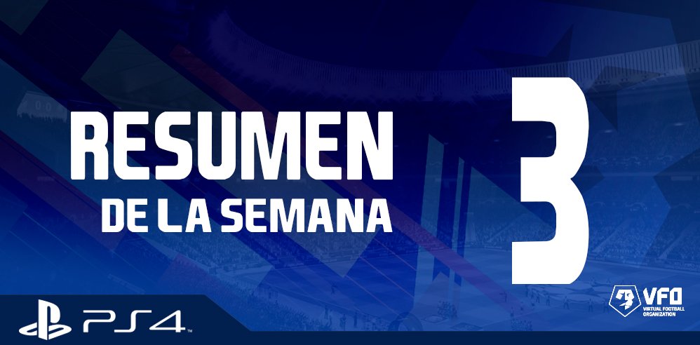 ✍️ RESUMEN DE LA SEMANA 3 - PS4

▶️ El <a href="/RZ_eSportsPS/">RZ eSports PS</a> goza. 
▶️ <a href="/GainekoFc/">Gaineko Fc 🦁</a> ruge en la jungla de Segunda División.
▶️ Líderes bisoños en la división de bronce   

vfospain.com/psn/noticia/re…