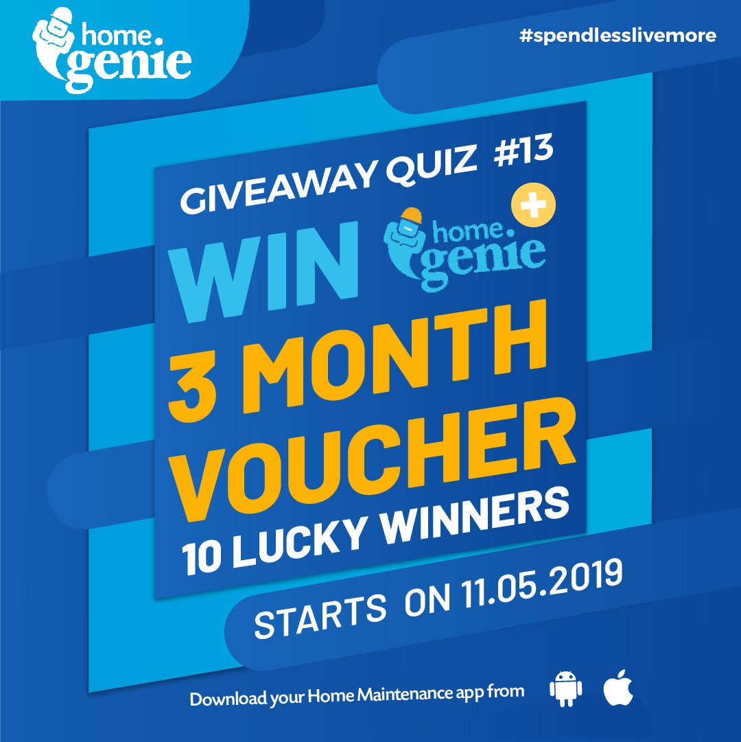 homegenie_me's tweet image. Hope you are doing well. This month we are back with Quiz 13, and we are super excited to launch it today. Participate in our quiz and win HomeGenie+ 3 months voucher. #spendlesslivemore

Before participating go through the T&amp;amp;C.
bit.ly/308yEMh

Team, HomeGenie.