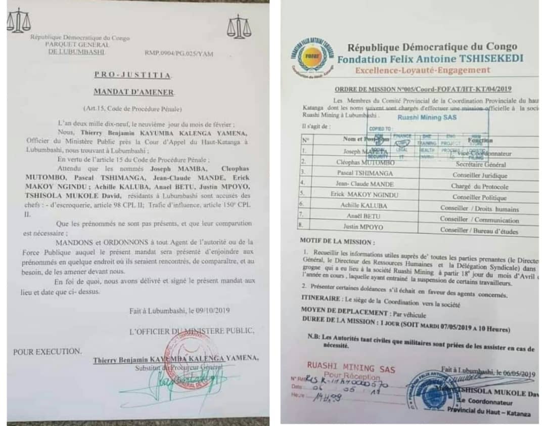 pascal_mulegwa's tweet photo. #RDC : Le Parquet Général de l'shi a lancé un mandat de comparution à l'endroit de 9 membres de la “Fondation Félix Antoine Tshisekedi” pour "escroquerie et trafic d’influence." La structure voulait “recueillir des infos à propos de la grogne des travailleurs” de #RuashiMining. https://t.co/yWxs8Qt6UQ