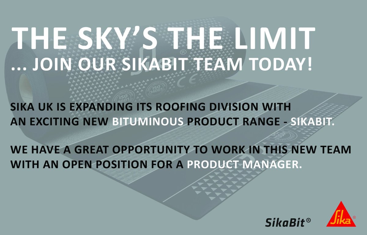 We have an exciting opportunity, for a Product Manager to join the SikaBit team! This is a field-based role, reporting to our Head of Technical and Product Management for Sika Roofing UK. Interested? Apply here: fal.cn/AbOs  #sikabit #wearesika #rethinkingfelt
