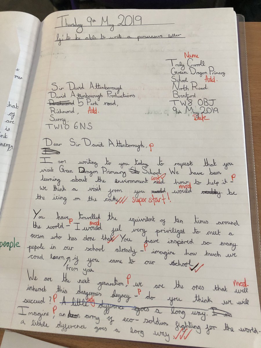 Just some of Y5’s persuasive letters aiming to encourage <a href="/Sir_Attenboroug/">David Attenborough</a> to visit our school. How many ❤️ and retweets can we get? Maybe that’ll persuade him more?! Year 5 are rewriting these ready to post later today <a href="/The_IPC/">IPC</a> <a href="/brentfordtw8/">BrentfordTW8</a> <a href="/BBC/">BBC</a> <a href="/Talk4Writing/">Talk for Writing</a> <a href="/rosBIGWRITING/">Ros Wilson</a>