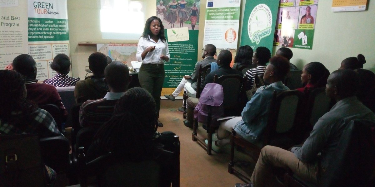 ecotourismkenya's tweet photo. The May phase of leadership and Mentorship Program has been a learning & engaging process for the students. Our Membership & Program officer, Ms Ruth Ndung'u in session. @magicalkenya @KTF_Kenya @Gnderitu @tsak254 #Lmpmay #leadersintourism https://t.co/ckfO0vYfqn