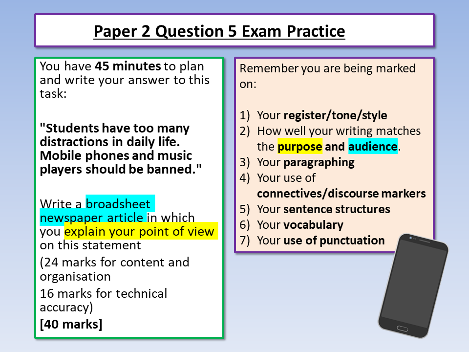 English Language Paper 2 Question 5 / Aqa English Exam Foundation Question 5 / Cambridge igcse ...