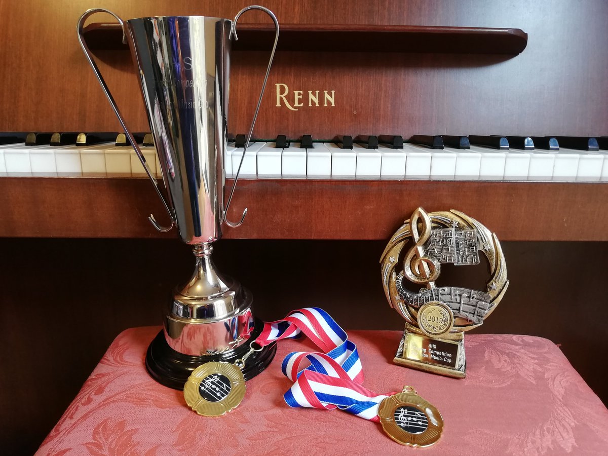 Trophies and some of the medals for tonight's singing/music competition at Aylsham High School tonight.