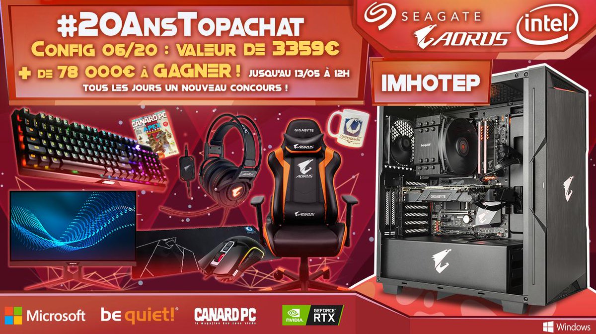 🎁 Concours 🎁 #20AnsTopAchat
+78 000€ de lots à gagner !
Ca continue avec la #Config06 de 3359 € !
Pour participer #RT + Follow
Retrouve la #Config06 IMHOTEP ici : https://www.topachat.com/pages/detail2_cat_est_ordinateurs_puis_rubrique_est_w_pc_puis_ref_est_in10118860.html …