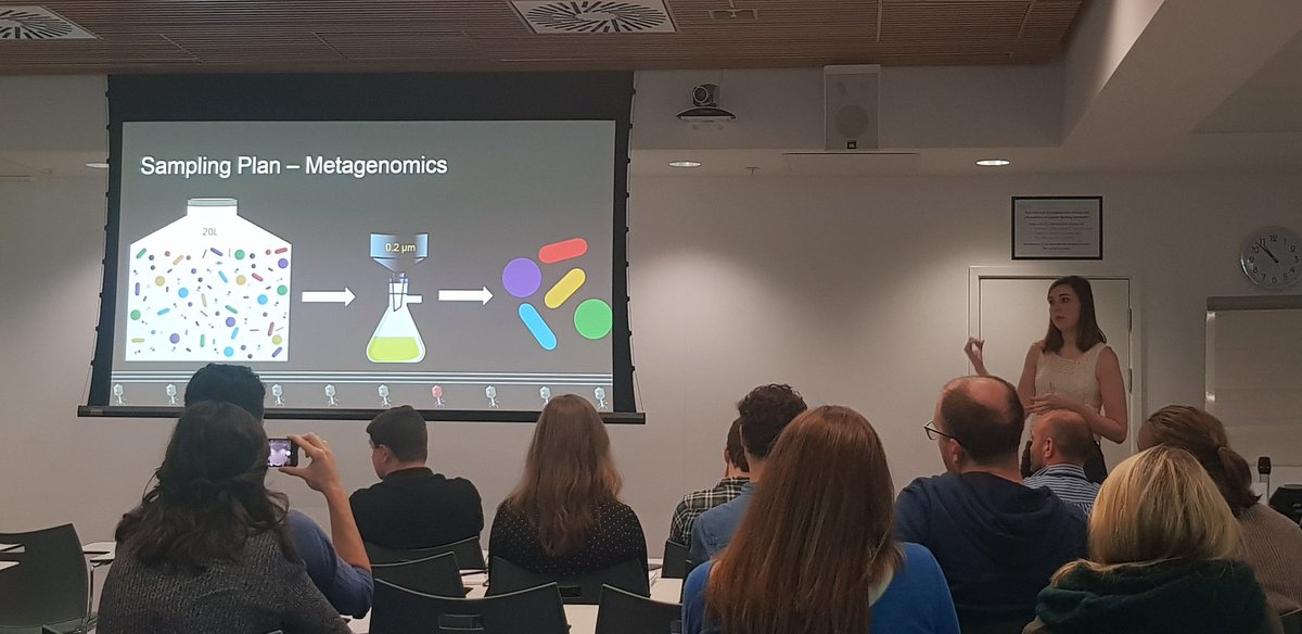 Michelle Michelsen kicking ass @bio_exe discussing the war on tiny giants: the importance of #marinemicrobes and their #viral #predation in relation to the #global #carboncycle. Michelle makes a complex topic accessible and interesting! #BIOCON2019 @UoEBiosciences @UofE_Research