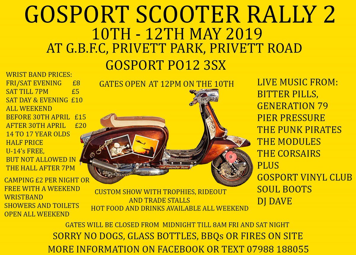 Today! The marquee has gone up, the enclosed campsite is ready, weathers getting warmer.... it’s all good! Finish work, load ya scoot, get yourself down for the weekend. #scooter #rally #gosport