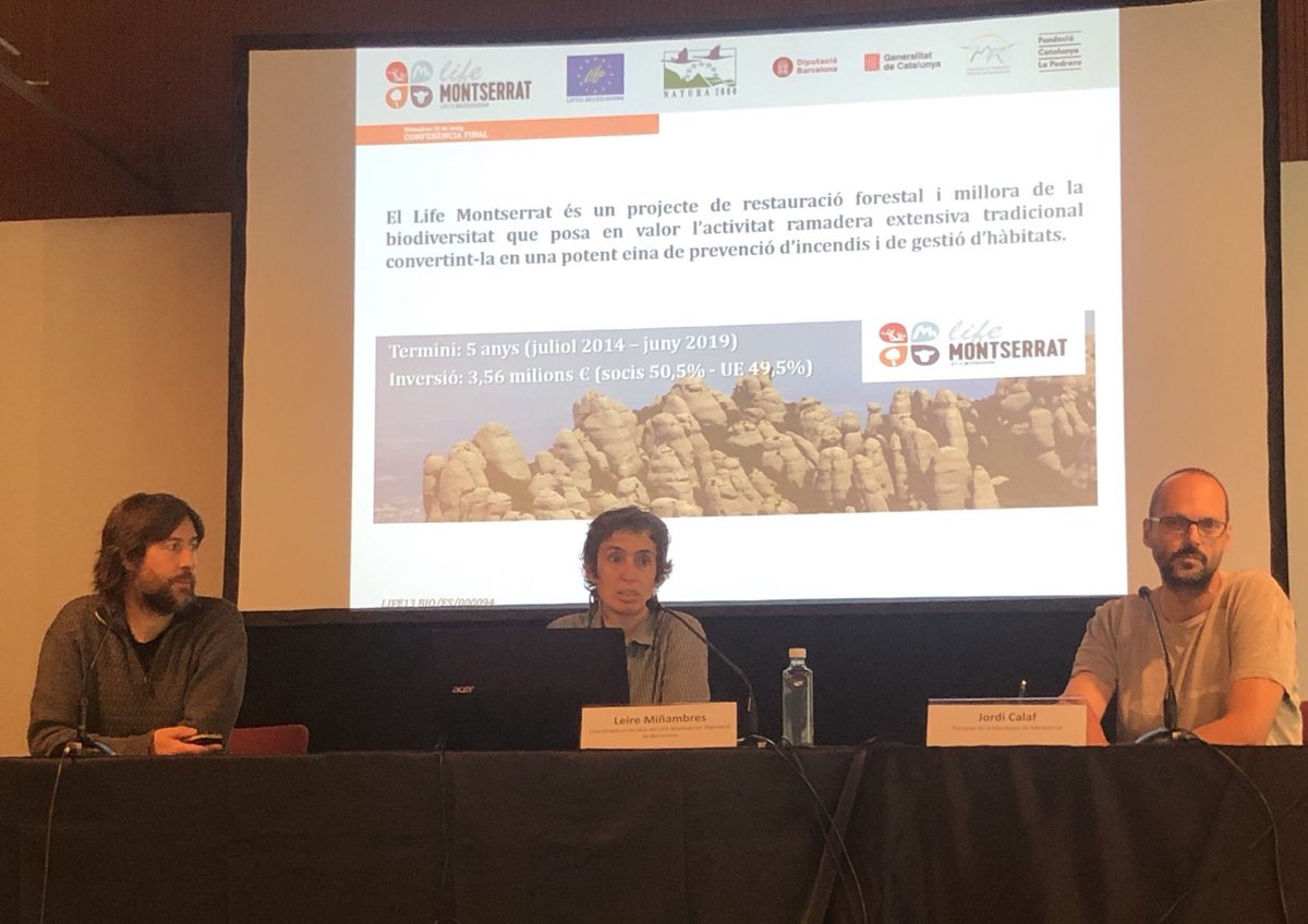 Cercavores's tweet photo. L’equip tècnic del@#LIFEMontserrat exposa els resultats i accions realitzades des del 2004. @LifeMontserrat un projecte que ha ajudat a redissenyar un paisatge més biodivers, resistent als incendis (i més segur per a les persones) i reactivant la ramaderia a #Montserrat https://t.co/mdxxnGr4Oy