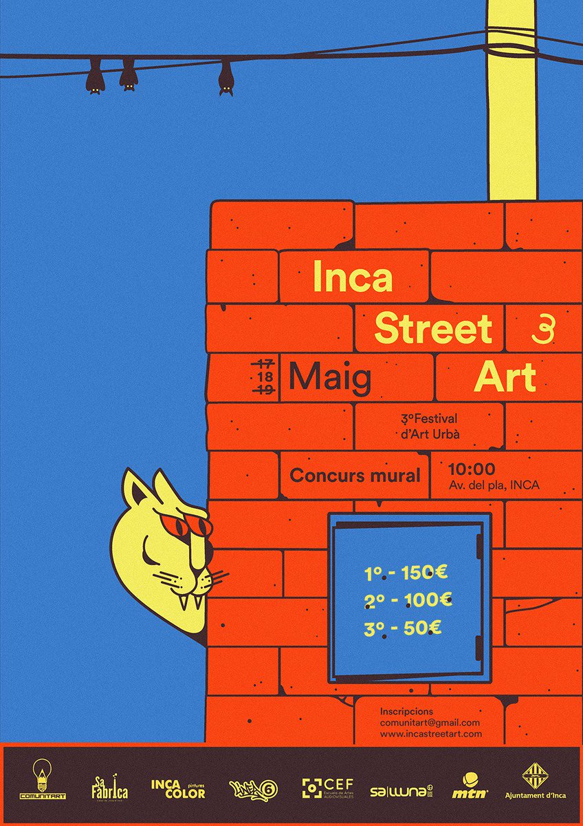 DARRER DIA per presentar els projectes per la tercera edició d'<a href="/incastreetart/">Inca Street Art</a>  Consulta les bases 👉ow.ly/BZZe50u6ef0