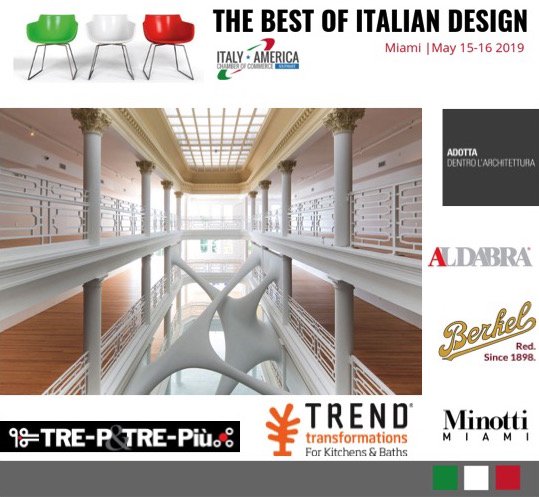 IACCSE's tweet photo. The IACCSE is glad to announce the ARGENTO sponsor of The Best of Italian Design that will take place on May 15-16 at the Miami Design District: Adotta, Aldabra, Berkel USA, Minotti, Trend Transformations, TRE-P&amp;TRE-Più.
Info and registration: https://t.co/UlA1jx9rUQ https://t.co/ethvg1B7ya