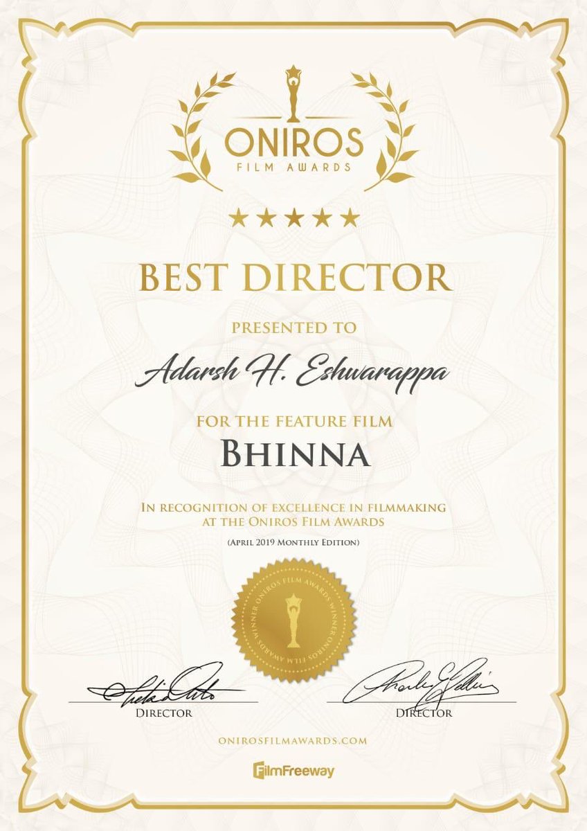 ShashankTheatre's tweet photo. Bhinna has won in 3 out of 6 categories at Oniros Film Awards!!
Best Thriller
Best Director
Best Soundtrack
Congratulations to the entire team once again. This surely calls for a celebration! We can't wait to get the movie to our audiences SOON!
#TheBrokenAreDifferent #bhinna https://t.co/mH23W3oG1i