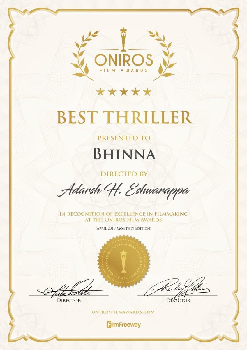 ShashankTheatre's tweet photo. Bhinna has won in 3 out of 6 categories at Oniros Film Awards!!
Best Thriller
Best Director
Best Soundtrack
Congratulations to the entire team once again. This surely calls for a celebration! We can't wait to get the movie to our audiences SOON!
#TheBrokenAreDifferent #bhinna https://t.co/mH23W3oG1i