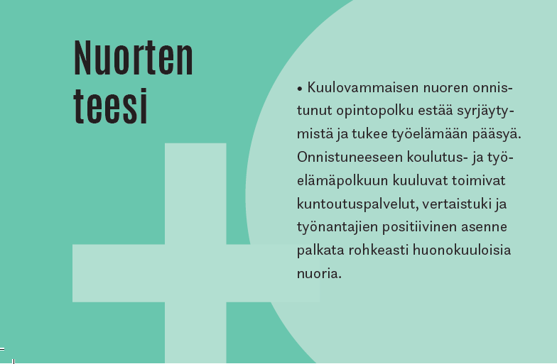 Kuuloliitto's tweet photo. #Hallitusohjelma:an kirjattava osatyökykyisten tilanteen edistämisen lisäksi myös vammaisten työllisyyden parantaminen,.#Palkkatuki käyttöä lisättävä ja varmistettava, että myös vammaiset #nuoret pääsevät mukaan #työelämä:än #kuulo2019 #kuulovamma https://t.co/Yh95184icN
