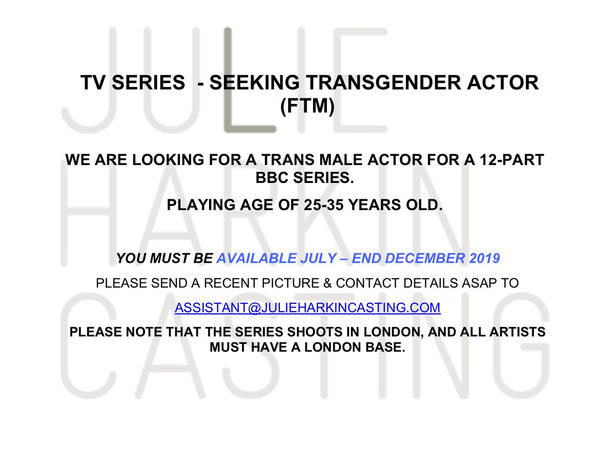 CASTING CALL FOR A TRANS MALE ACTOR - PLEASE SHARE/RT: