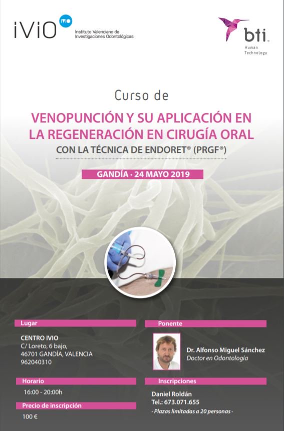 BTIBiotech's tweet photo. Curso de venopunción y su aplicación en la regeneración en cirugía oral con la tecnología #Endoret #PRGF. El próximo 24 de mayo, de 16:00 a 20:00 hs, en el centro #IVIO de Gandía, Valencia. 💉 https://t.co/8v4WBcZT8P https://t.co/oHqJ7t8M2W
