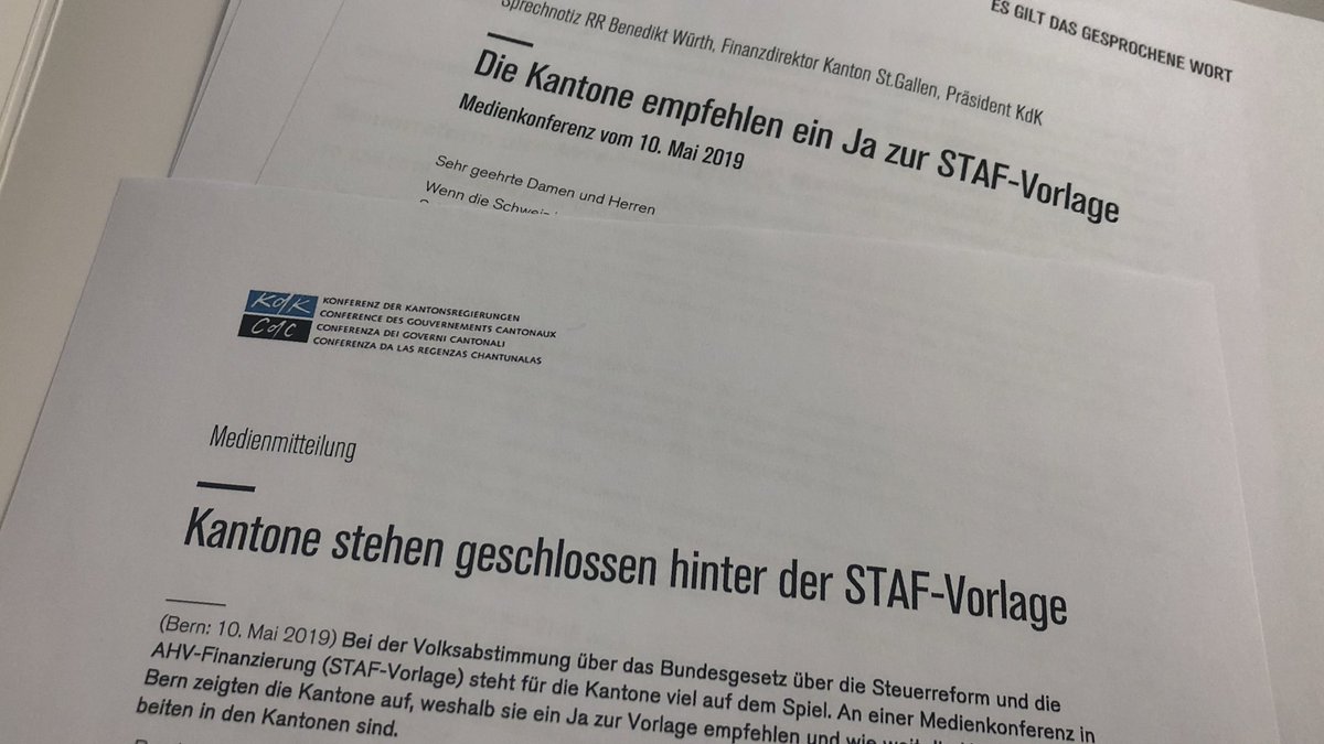 KdK-Präsident Würth: Dank der #STAF werden Steuereinnahmen gesichert. Nichtstun käme die Schweiz teuer zu stehen! #abst19