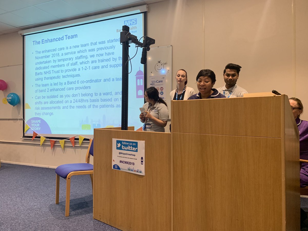 BartsAbility's tweet photo. The Enhanced Team - project are doing some amazing work- using advance programme of skills to help increase the patients wellbeing. #NCWX2019 @WhippsCrossHosp #DailyReflection #Good2Outstanding #PatientCare https://t.co/tHOLmSv6Em