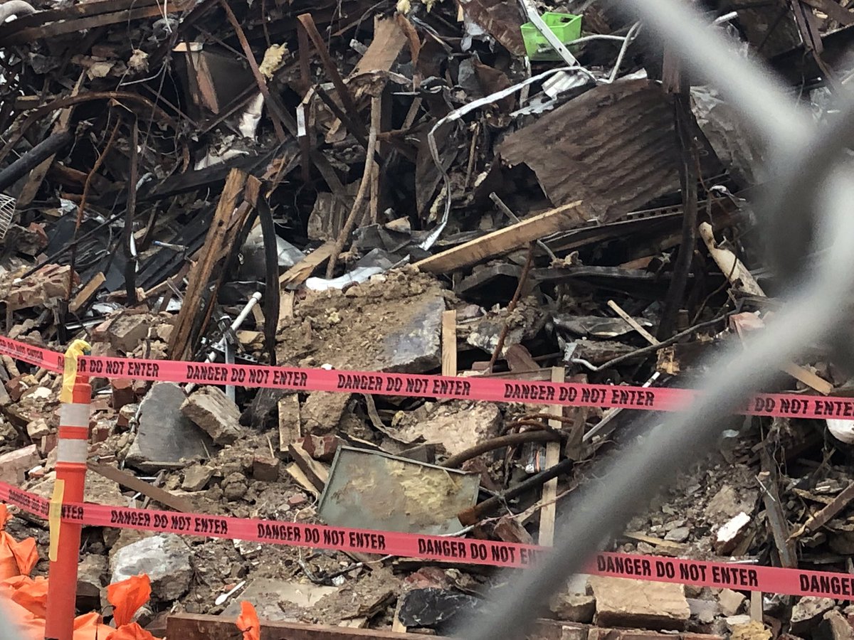 madcavmedia's tweet photo. Wow. We’re getting a closer look at the aftermath of the #DurhamExplosion now that N. Duke Street is back open. Thanks to all our first responders! This could have been a lot worse. @SpecNewsRDU https://t.co/Bbf3MmPvwm