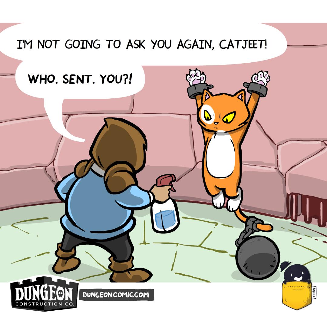 DungeonComic's tweet photo. Tedward interrogates the foiled assassin in the latest Dungeon Construction Co. comic. read the full update at https://t.co/tAFiTM3xV2 :) https://t.co/TVvBIivTO2