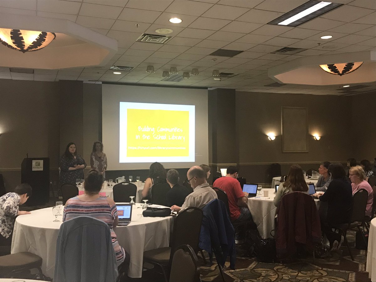 NWaskieLaura's tweet image. @howesreads &amp;amp; Carrie Potter from @UECSDTigers presenting on how they build community in their libraries #btsls #sharingthevision19 #leadoutloud