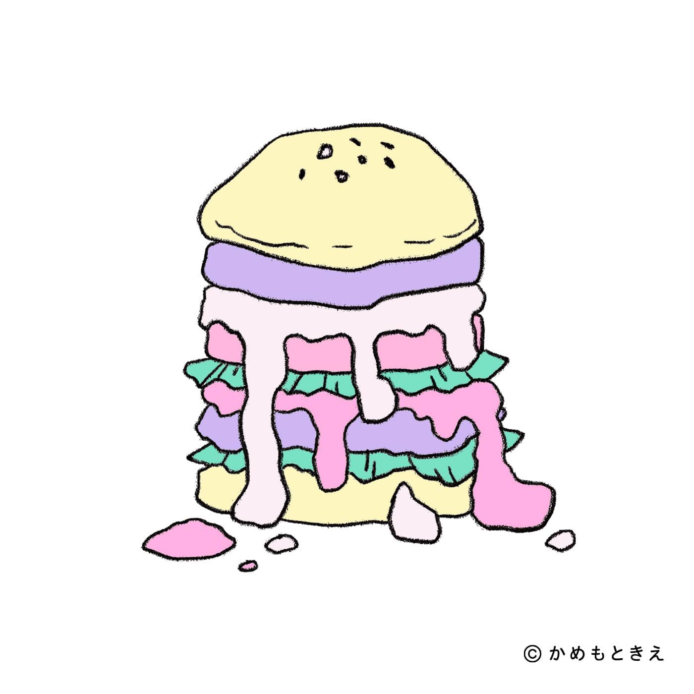 かめもと きえ Kamenoco 大好きな人と一緒に食べると なんでもおいしくかんじてしまう ハンバーガー アイスクリーム ソフトクリーム ホットココア パステル ゆめかわいい イラスト T Co L4rm5uoavr Twitter