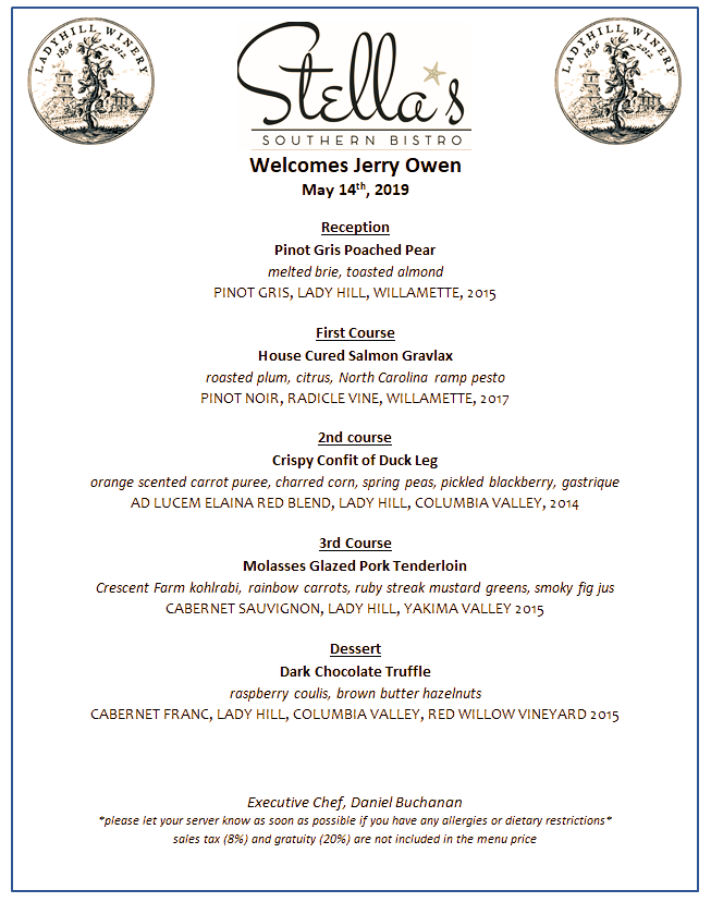 Lady Hill Wine Dinner Menu is Ready! &amp; More @  Stella's! 🌟 - mailchi.mp/premierepc/spr…