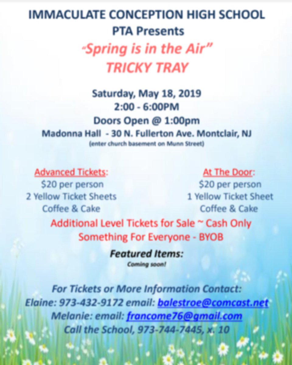 There's still time to get your ticket to our PTA sponsored Spring Tricky Tray on May 18th! All funds will go towards furthering the education of Immaculate students! #ICPride