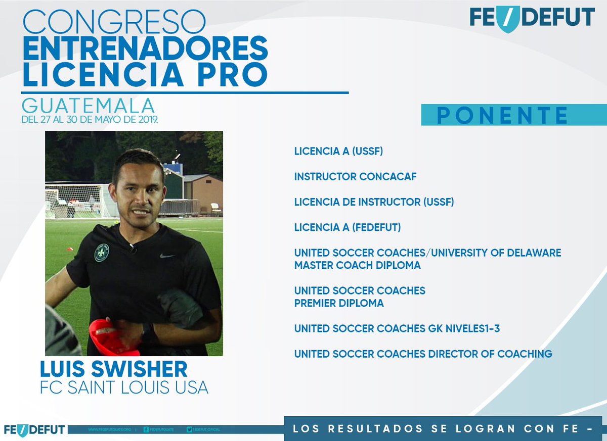 #FEdefut "Entrémosle con fe a Guatemala"
Luis Swisher en el 1er Congreso para Entrenadores para obtener Licencia PRO.

📩docs.google.com/forms/d/e/1FAI…