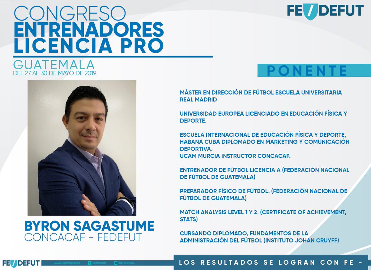 #FEdefut "Entrémosle con fe a Guatemala"
Byron Sagastume en el 1er Congreso para Entrenadores para obtener Licencia PRO.

📩docs.google.com/forms/d/e/1FAI…