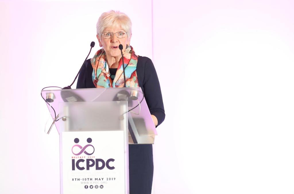 Icpdc2019's tweet photo. Former @NIHospice CEO Dame Judith Hill closes the @Icpdc2019! Thank you to everyone who joined us here in Belfast. It was fascinating hearing from authoritative voices across the globe on the wider developments being made on  palliative dementia care. #ICPDC2019 @NIHEducation https://t.co/jAGMzXcyJw