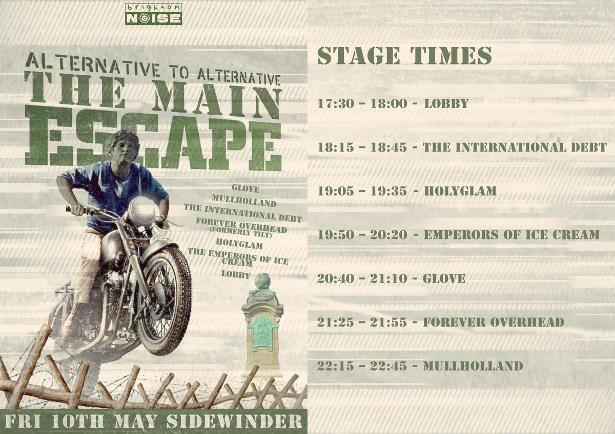 We are 10 minutes out from doors at sidewinder for our 2 day extavaganza that Is in no way connected to the great escape festival! Swing by!

@frvrvrhd <a href="/HOLYGLAMBAND/">HOLYGLAM</a> #theinternationaldebt #theemperorsoficecream #lobby #glove #mullholland

#brightonnose #altaltescape #localscene