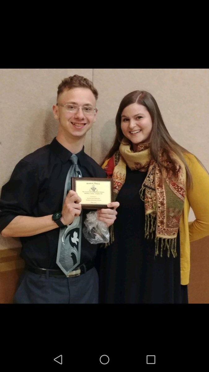 Western1970's tweet photo. Congrats to Duncan for winning an award from the Council for Exceptional Children!  Way to go!  #gecdsbproud @Western1970 https://t.co/nBqij4kCZv