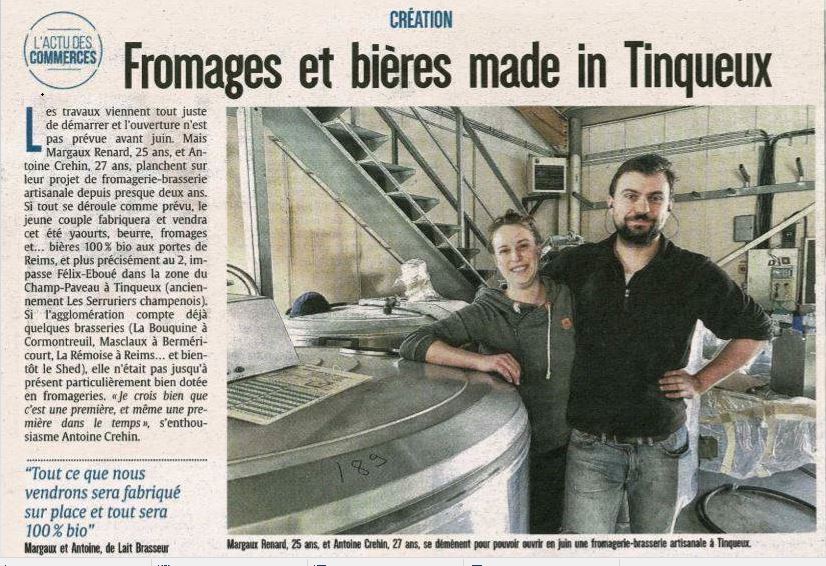 twittinreims's tweet photo. Bientôt des #Fromages et #Bières #Bio 'Made in #Reims Tinqueux' ? Oui, si .... vous donnez un petit coup de pouce 🖕 à Antoine et Margaux pour 'Lait Brasseur' sur #KissKissBankBank pour le financement de leur conditionneuse à #yaourts 🙂 
> https://t.co/cyU90ew8kW https://t.co/rKPW3eXzqs