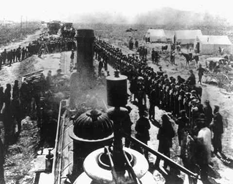 librarycongress's tweet photo. Today in History: "golden spike" joins transcontinental railroad at Promontory Point, Utah Territory, 1869 #otd #tih https://t.co/OyaSJCwQgq https://t.co/ER8ydiKJp4