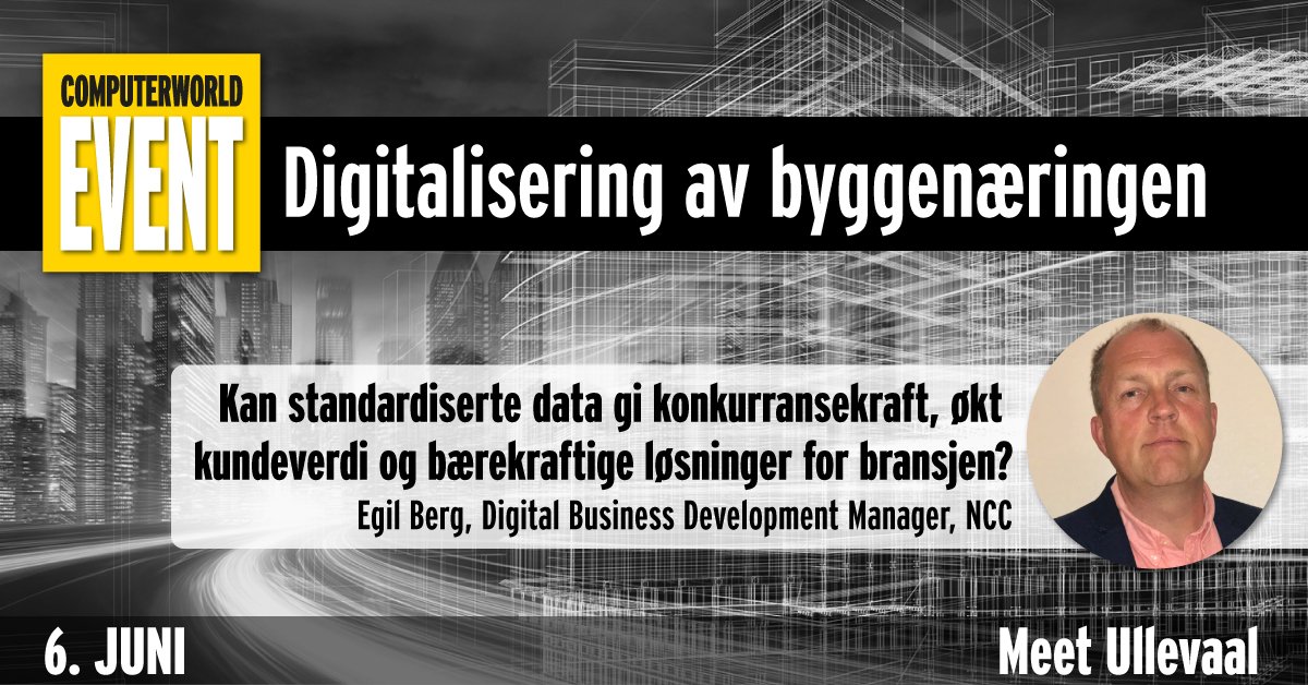 Bli med på heldagskonferansen #Digitalisering av #byggenæringen, 6. juni på Meet Ullevaal. Jobber du i byggenæringen, bruk VIP-koden DAB19-COB-E for gratis inngang til konferansen.  urlzs.com/1f9N1